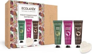 Ecolatier набор подарочный Inspirations (крем для рук 30 мл 3 вида, мыло глицериновое 60гр)