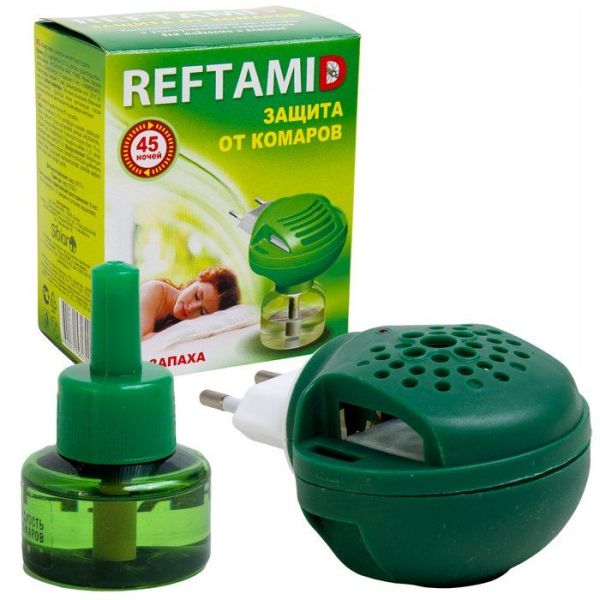 Комплект прибор+жидкость Рефтамид без запаха 45 ночей (подходит для таблеток) фотография
